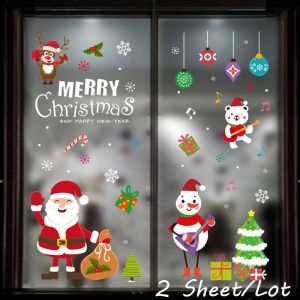 #21 STYLES#Christmas Window Sticker Wall Sticker Door Glass Decor Sticker Santa Claus Home Shop Decor