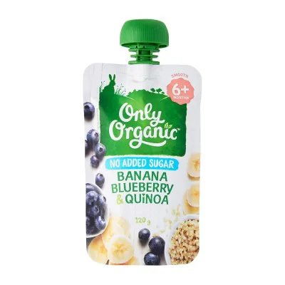 Only Organic Banana Blueberry & Quinoa Pouch 120G - Second Foods For Babies - From 6 Months