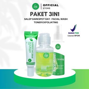 Elzet Skincare BPOM Paket 3in1 Flek Toner Exfoliating Sabun Salep Siang Whitening Flek Hitam Melasma Hiperpigmentasi Membandel