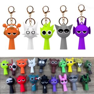 WARE0 Cartoon Game Sprunki Keychain Collection Bag Decor Incredibox Sprunki Keychain Brud Cute Oren Raddy Doll Keyring Music Game Peripheral