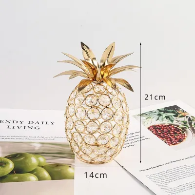 Ornamen Buah Kristal Mewah - Set Nanas Apel & Pir Transparan Dekorasi Ruang Tamu Estetik Simbol Keberuntungan