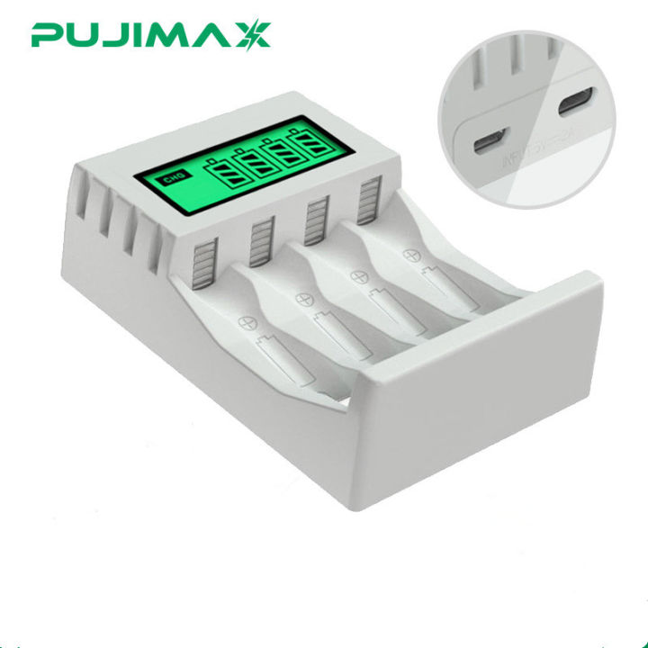 PUJIMAX เครื่องชาร์จถ่าน AA/AAA หน้าจอLCD ดู%ได้ แถมสายชาร์จให้ ...