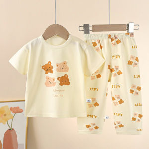 AILEBE Kids Pajamas Terno Short Sleeve Sleepwear Set Fashion Cute Formal Casual Summer Pajama All-Season Wear Perfect For Birthday Party Wedding Christening Comfy Pambahay Pantulog For Baby Boys Girls 0-10 Years
