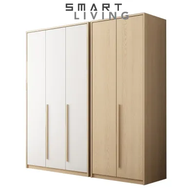 【Pre-Order】Nordic Wardrobe - Simple and Modern - Assembled - Natural Wood Color Combination - Light Luxury Storage Cabinet - Available in Two-Door Three-Door Five-Door - Whole Wardrobe