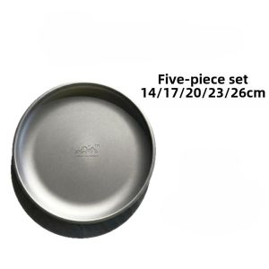 NALANILI Làm sạch titan Đĩa dùng khi cắm trại. 14/17/20/23/26 cm Nhẹ Bộ đồ dùng ăn uống có thể tái sử dụng.  Khay đựng dao dĩa Dụng cụ ăn uống cho bữa tối tại nhà thích hợp cho các món nướng.