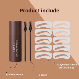 FEALI Eyebrow Powder 2in1 Eyebrow Stamp Stempel Alis Bedak Alis Waterproof dengan 10 Model Cetakan Alis