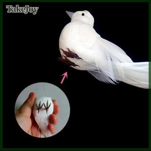 TakeJoy White Doves Feather Foam Artificial Lover Peace Pigeons Birds Home Garden Wedding Decor Imitation Bird Model Xmas Tree Props