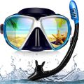 Snorkel Set, Professional Snorkeling Gear Panoramic Anti-Fog Diving Goggles and Dry Snorkel Tempered Glass Scuba Diving Mask for Diving, Snorkeling and Swimming. 