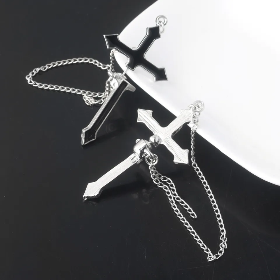 Kpop Earrings: Cross Chain Cuff Earring OR Cross Dangle Drop Earring ( –  Impulse Notion