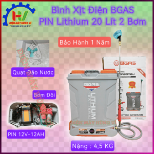 Bình Xịt Điện BGAS 20 Lít 1 Bơm & 2 Bơm Có Quạt Đảo Nước Dùng Phun Thuốc. Bơm Cực mạnh. Mẫu Cải Tiến. Bảo Hành 1 Năm