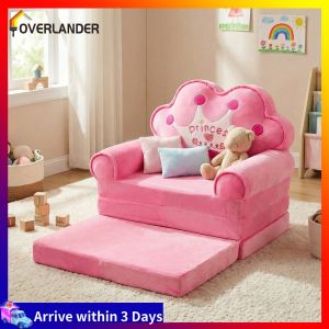 【Fast Shipping】 Kids Furniture Cartoon Foldable Kids Sofa with Backrest and Armrests for Bedroom Nursery Playroom Non-Toxic Paint and Eco-Friendly Material