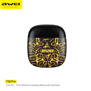 Awei T28 Pro TWS Gaming Eabuds Wireless Earphone for Gamer Bluetooth 6.0 Low Latency And Low Loss RGB Colorful Lights  IPX7 Waterproof