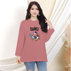 Kaos Oversize Lengan Panjang/ Kaos Distro/ Swetwear Wanita Motif Gemes