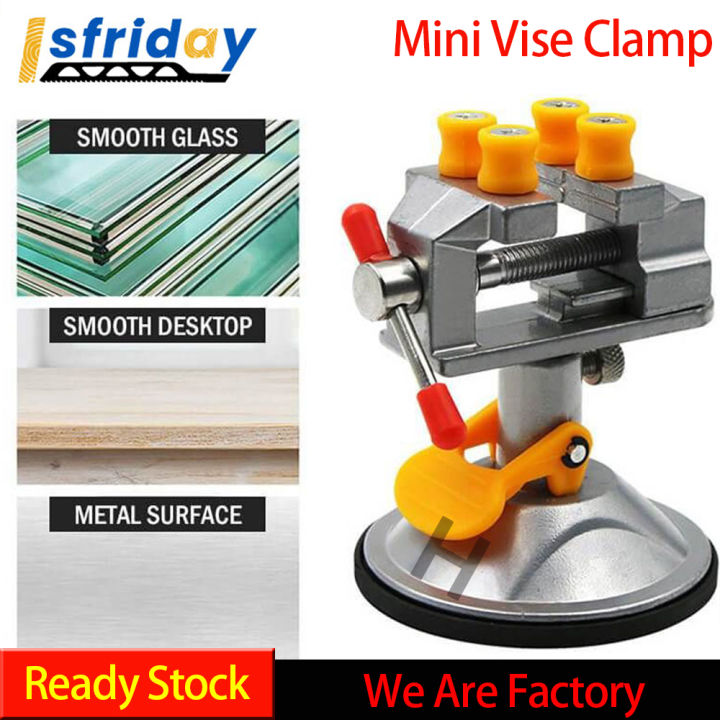 QWORK Mini Table Suction Vise For DIY Repairs, High Specification Hobby And Craft Suction Cup Type Aluminum Alloy Table Vice For Modeling, Painting, Gluing, Soldering