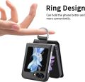 Ốp lưng Samsung Galaxy Z Flip 6 có ngăn đựng thẻ & nhẫn, bao da PU chống sốc, ốp điện thoại có chân đế cho Galaxy Z Flip6 LZQB màu đen. 