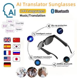 AI Translator Sunglasses Smart Wireless Bluetooth Sports Earbuds 144 Language Translation Headphones Sunglasses For Business
