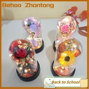 Behoo 1 Set Eternal Rose Light Soap Flower In Acrylic Cover LED Valentine Day Gift For Girlfriend Mothers Day Wedding Bridesmaid Gift