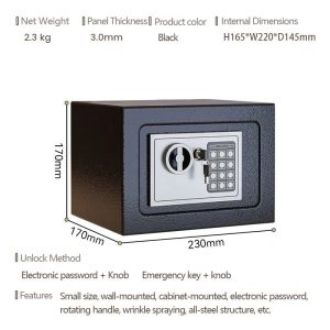 JUANS HOME Small Home Safe Office Safe Home Password Safe Wardrobe Password Key Safe