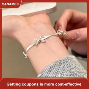 【CANAMEK 】 Fashion Sweet Bow Bracelets For Women Girls Sparkling Delicate Ribbon Bowknot Snake Bones Chain Bracelet Party Jewelry Gifts
