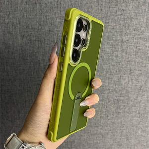 Four Corner Anti-Drop 360 Rotating Stand Bracket Case For Samsung Galaxy S25 Ultra S24 Plus Magnetic Armor Cover For Magsafe