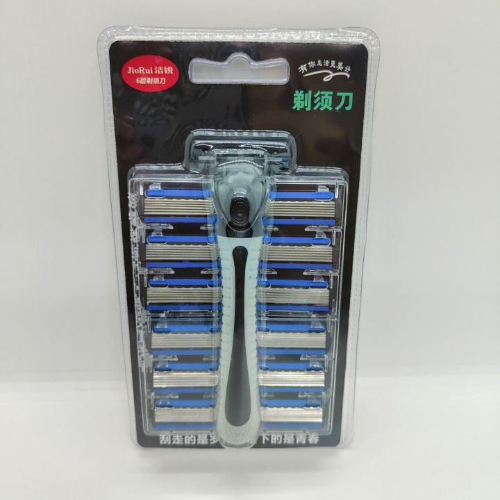 Dao Cạo Râu JieRui 6 Lưỡi kép,COMBO linh hoạt:1 Bàn Cạo+(3-6-9-12) Đầu ...