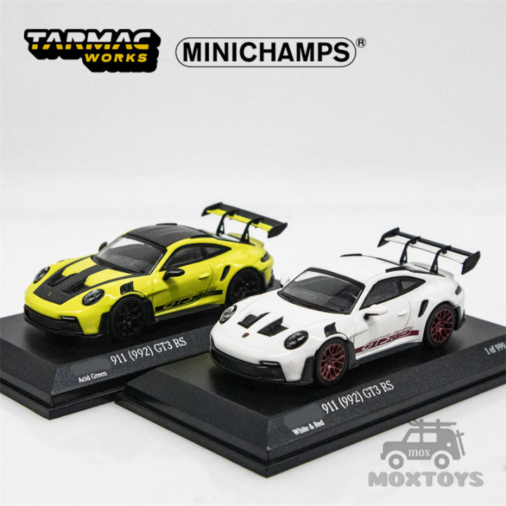 thumbnail image 2 of Tarmac Works X Minichamps Porsche 911 992 GT3 RS 1/64 Diecast - Acid Green Limited Edition (999 Pcs) White 2 of 2