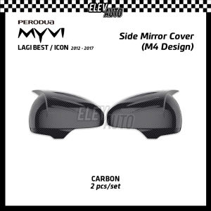 Perodua Myvi Lagi Best / Icon 2012-2017 M4 Side Mirror Cover Carbon Black Chrome Trim Accessories Gearup Gear Up