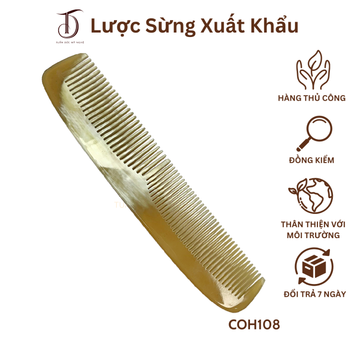 Lược sừng xuất khẩu HAHANCO Mã số COH108 Lược sừng đầu bằng 2 loại răng ...