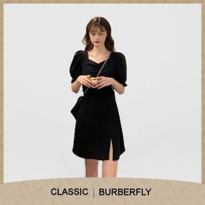 Burberfly Dress--Plus Size Womens Summer Dress Covering Belly Skirt New Temperament Slit Loose Dress