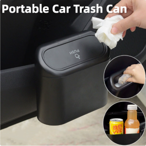 Portable Car Trash Can Bin Car Dustbin Garbage Organizer Holder Portable Hanging Mini Wastebasket Bin Car Door Mounted Storage Box Covered Trash Can