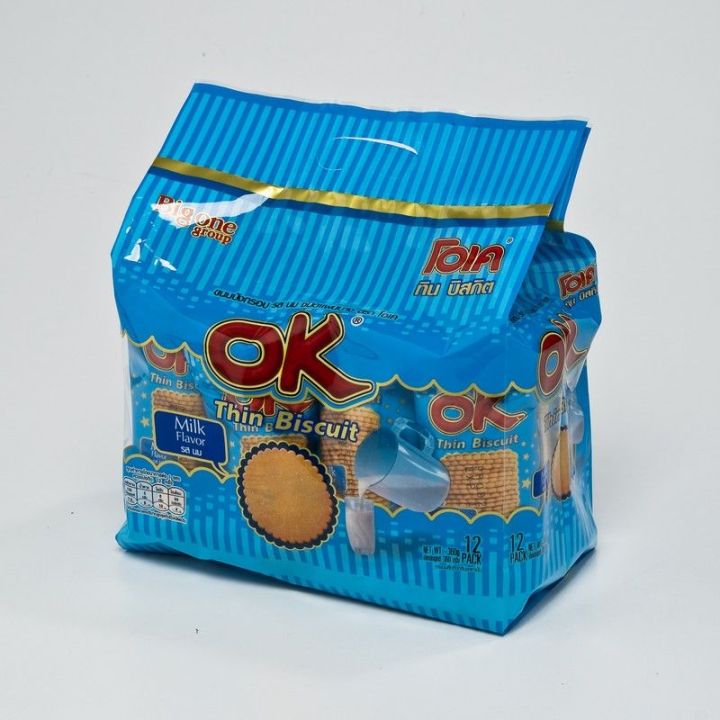 [พร้อมส่ง!!!] โอเค ขนมปังกรอบแผ่นบาง รสนม 30 กรัม แพ็ค 12 ซองOk Cracker