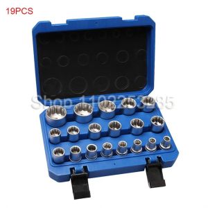 Torx Splined Bit Socket Set 1/2” Hex Socket Repair Tool Kit 8-36mm/12 Point Socket Wrench Set 1/2” Hex Socket Repair Tool Kit 8-36mm/12 Point Socket Wrench Set
