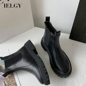 IELGY Bốt Thời Trang Ống Ngắn Phong Cách Hàn Quốc Bốt Da Co Giãn Cho Nữ