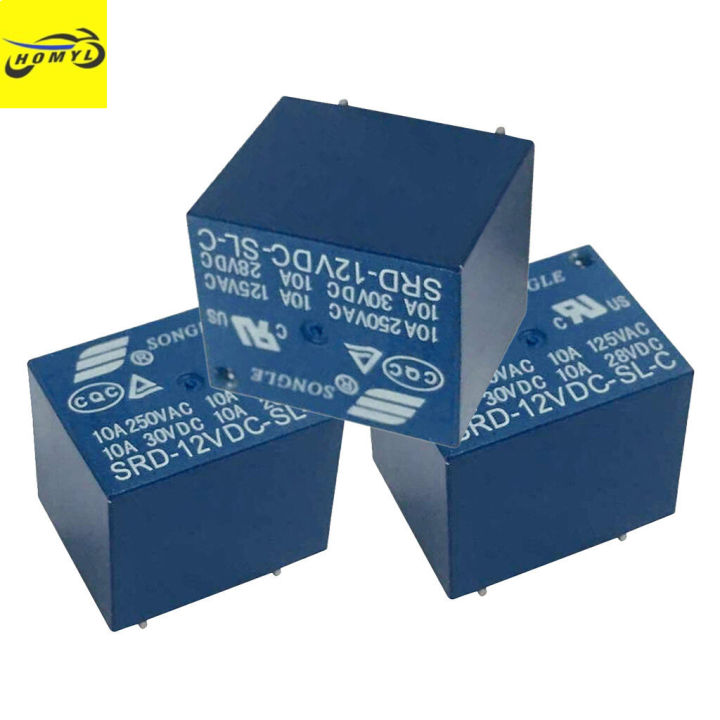 5 PCS 12V DC Power Relay SRD-12VDC-SL-C – 5-Pin PCB Relay – High Quality, Generic Brand