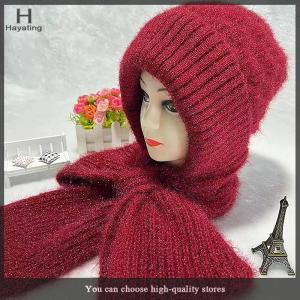 Hayating Fashion Winter Women Novelty Hat And Scarf In One Piece Knited Caps Warm Casual Hat Scarf Set Women Caps Warmer Cycling Hat