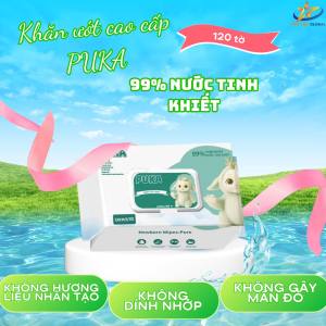 Khăn ướt cao cấp Puka 120 tờ– An toàn cho bé tiện lợi cho cả nhà