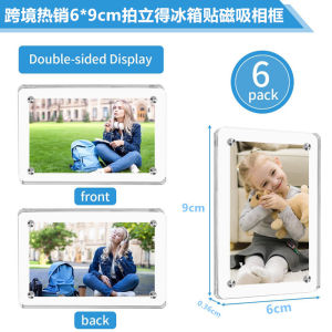 SG EmmAmy® 6pcs/set Magnetic Photo Frame Transparent Acrylic Instant Photo Frame Magnetic Fridge Magnet Display Box