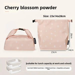 Portable Insulated Lunch Bag Large Capacity Buckle Lunch Box Waterproof with Aluminum Foil Lunch Bag