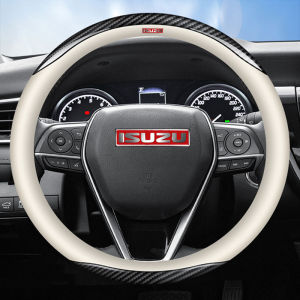 ฝาครอบพวงมาลัยทำจากหนังคาร์บอนไฟเบอร์สำหรับรถยนต์ฝาครอบป้องกันพวงมาลัยระบายอากาศได้38ซม. สำหรับ Isuzu Dmax ทรูปม้าครอสวินด์ Hilander Sportivo Fuego Panther TFR Alterra
