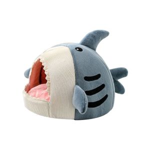 SWEET ELVES Winter Soft Washable Dog Sleeping Shark Shape Cartoon Cat Bed Dog Kennel Cat Cave Cat Cushion