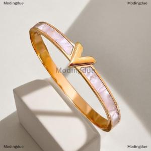 [COD] Modingdue Titanium Steel Letter V Bangle Bracelet For Women Fashion Jewelry Bangle Accessories Gift
