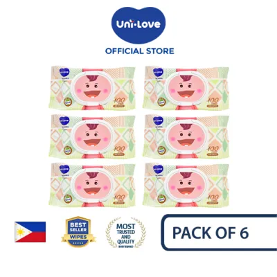 UniLove Classic Baby Wipes (Unscented) 100s Pack of 6 - Hypoallergenic | 99% Water