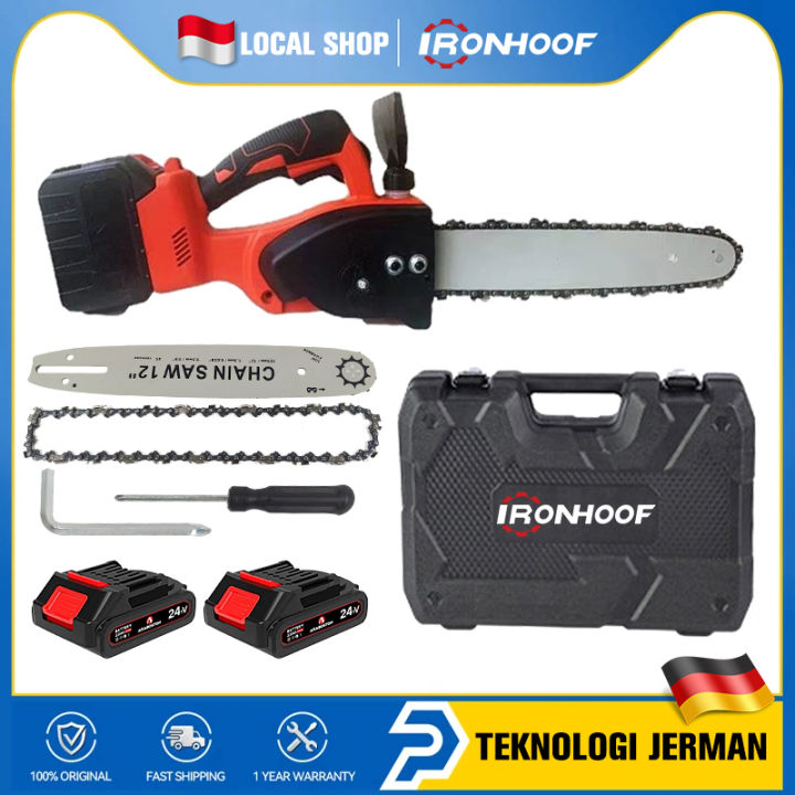 Ironhoof 12 Inch Gergaji Listrik Chainsaw Cordless Genggam Lithium