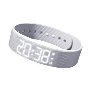 LED Digital Alarm Clock Watch Adjustable Silicone Snooze-proof Alarm Bracelet with Running Pedometer Waterproof Vibrating Alarm