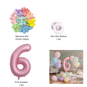 40inch Pink Number Foil Balloons Set Happy Birthday Party Decorations Kids Girl 1-9 Year Old Macaron Colored Balloon2026