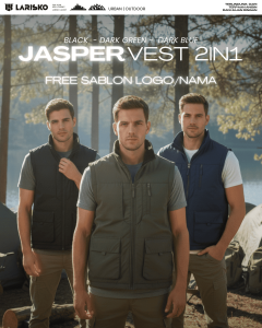 Larisko Vest Rompi Jasper 2IN1 Bolak Balik Windbreaker Multifungsi Free Sablon