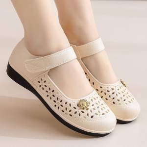 [Free Shipping] New Summer Breathable Perforated Sandals For Women Suitable For Outdoor Wear And Work Non-Slip Soft Sole Waterproof Shoes For Middle-Aged And Elderly Mothers