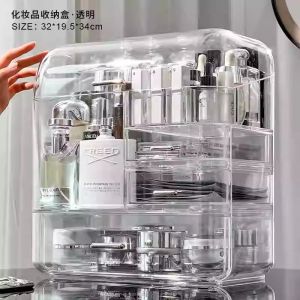 Ⓜ️ZEROIDEASⓂ️ Dustproof Makeup Box with Drawer Cosmetics Box Cosmetic Organizer Box Makeup Case Cosmetics Case Makeup Box Cosmetics Box Makeup Rack Cosmetics Rack Makeup Holder Cosmetics Holder Perfume Box Perfume Holder Skincare Box Skincare Case