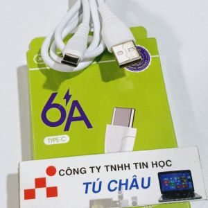 Cáp sạc nhanh Type C 6A dây nhựa PVC - Dài 1M (Màu Trắng)