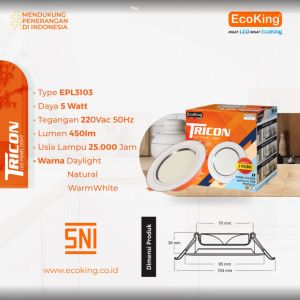 BestPriceShop Lampu panel light 3 warna Ecoking Tricon EPL3103 EPL3106
